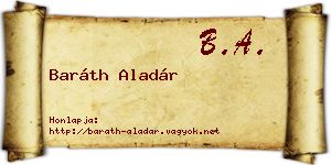Baráth Aladár névjegykártya